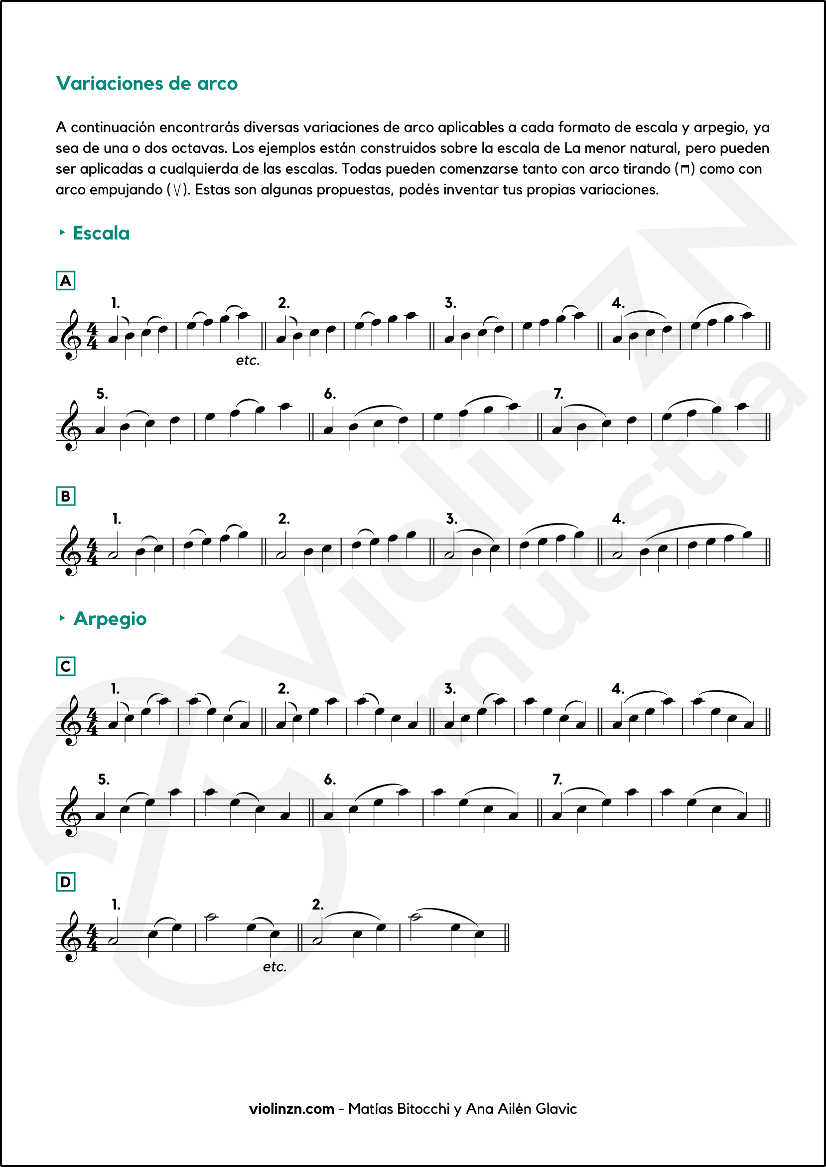 Variaciones para las escalas en el violín